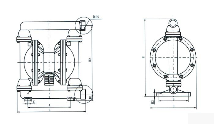 进口铸铁气动隔膜泵结构图