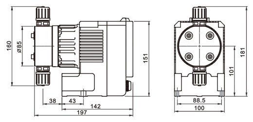 进口电磁隔膜式计量泵结构尺寸图
