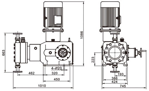 进口液压双隔膜泵结构尺寸图