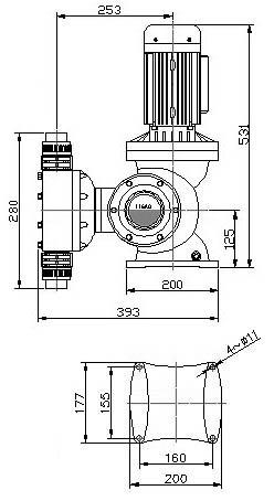 进口KLB系列机械隔膜式计量泵结构尺寸图