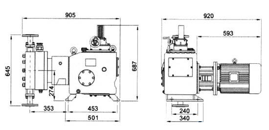 进口KL-DR系列柱塞式计量泵结构尺寸图