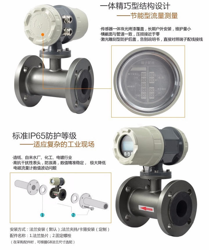 进口分体式电磁流量计(图2) 进口分体式电磁阀流量计结构图