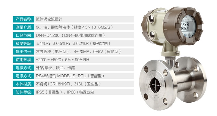 进口自来水专用液体涡轮流量计(图1) 进口自来水专用液体涡轮流量计技术参数