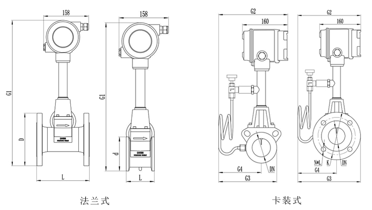 进口涡街流量计结构图