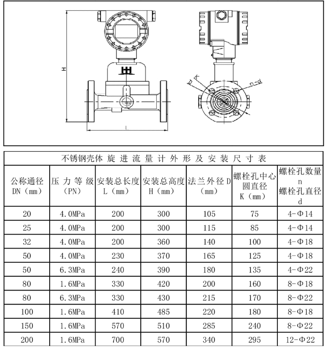 进口不锈钢旋进旋涡气体流量计结构尺寸